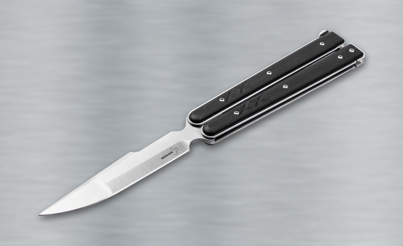 Boker Balisong Big Tactical - Large D2 Blade / Black G-10 Handle