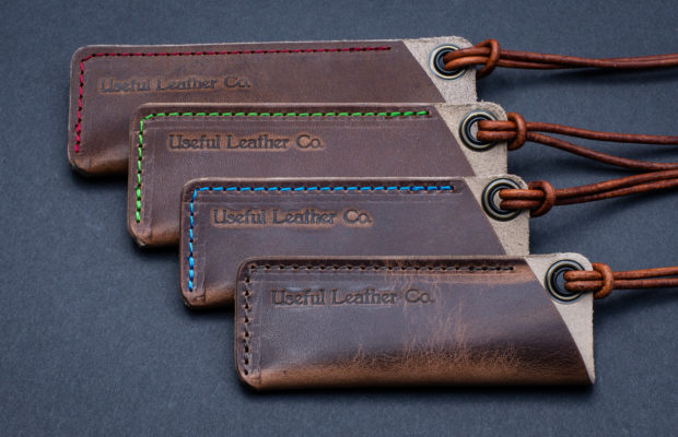 Useful Leather Co. - Medium Leather Knife Slip - Green Stitching